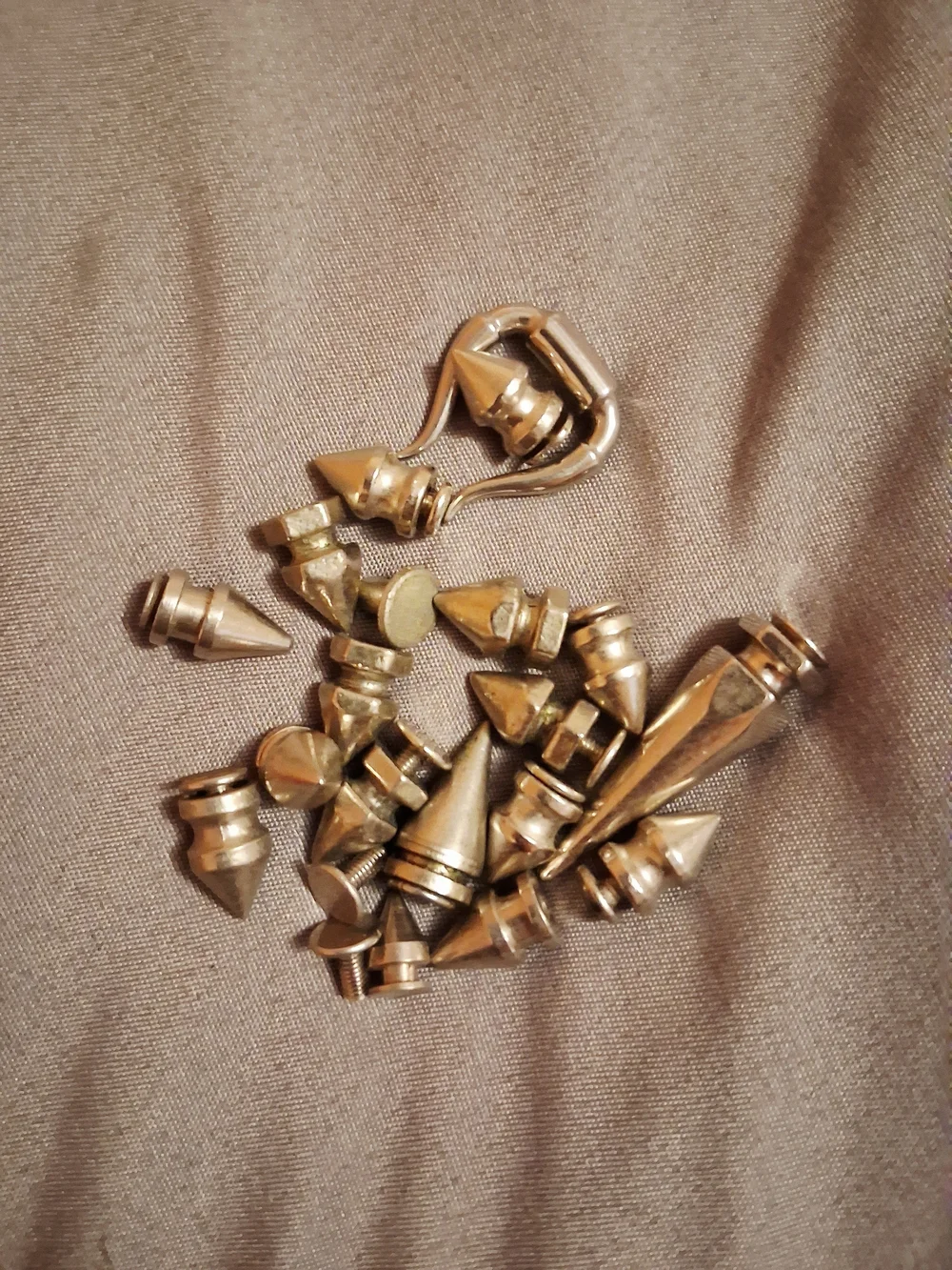 Men's Gold Tone Spike Studs and Screw-Back Earring Set